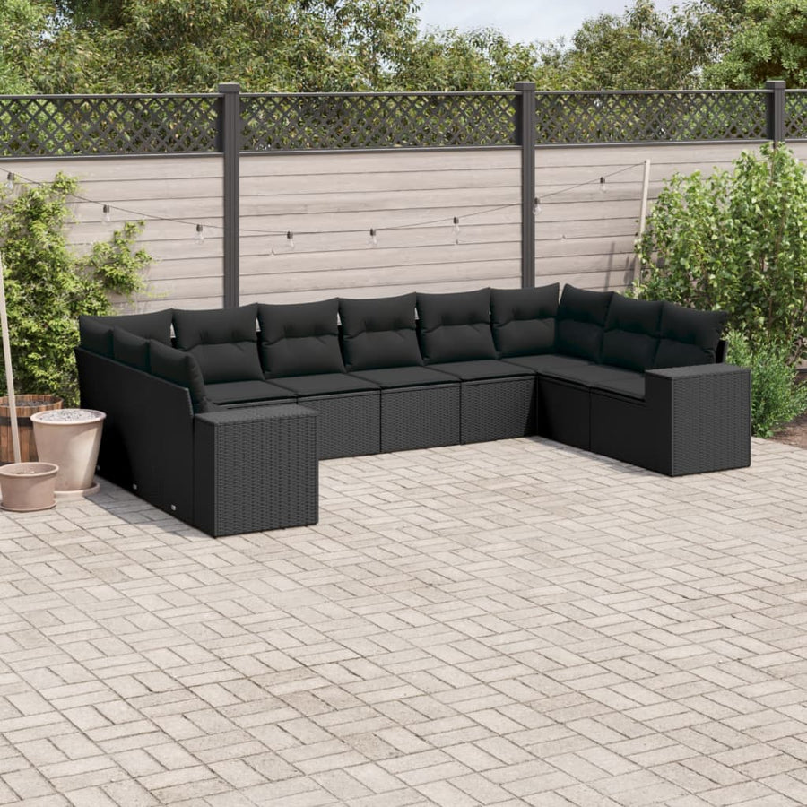 Set Canapele De Grădină Cu Perne, 10 Piese, , Poliratan