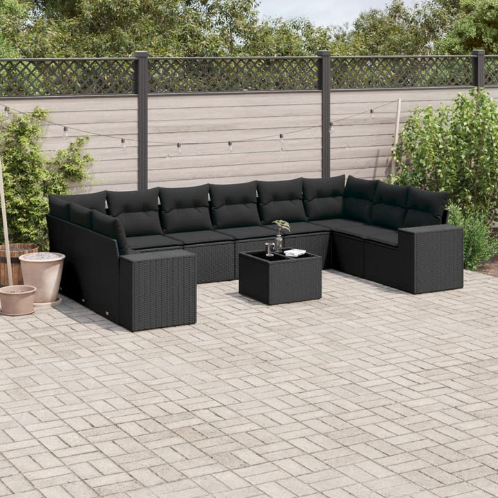 Set Canapele De Grădină Cu Perne, 10 Piese, , Poliratan