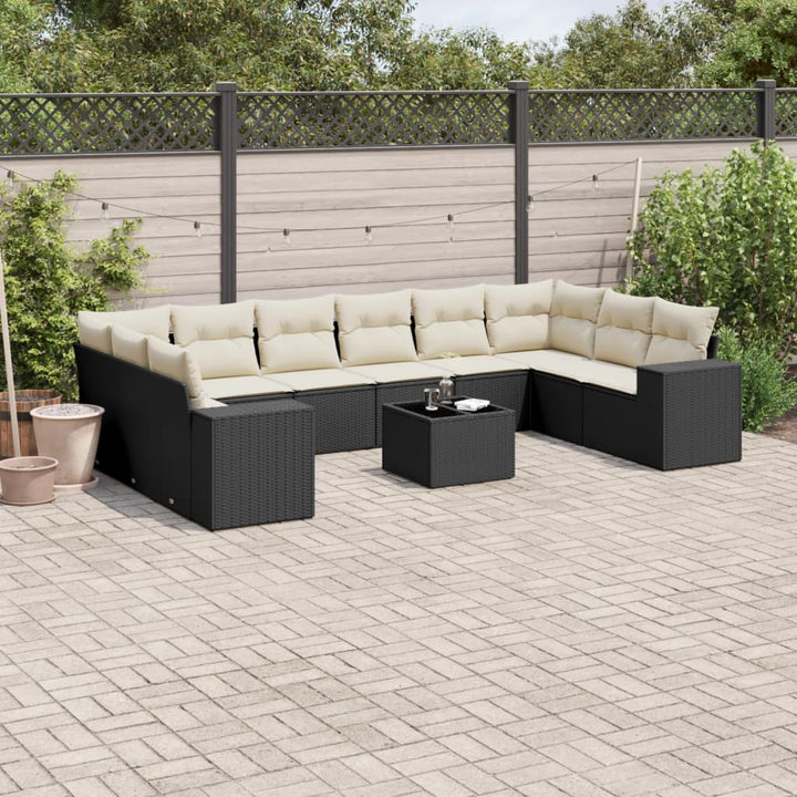 Set Canapele De Grădină Cu Perne, 10 Piese, , Poliratan
