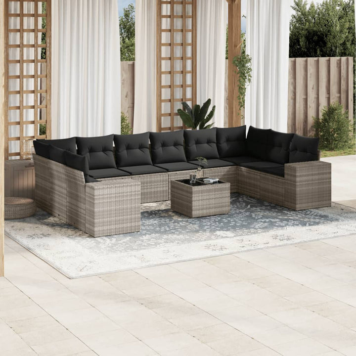 Set Canapele De Grădină Cu Perne, 10 Piese, , Poliratan
