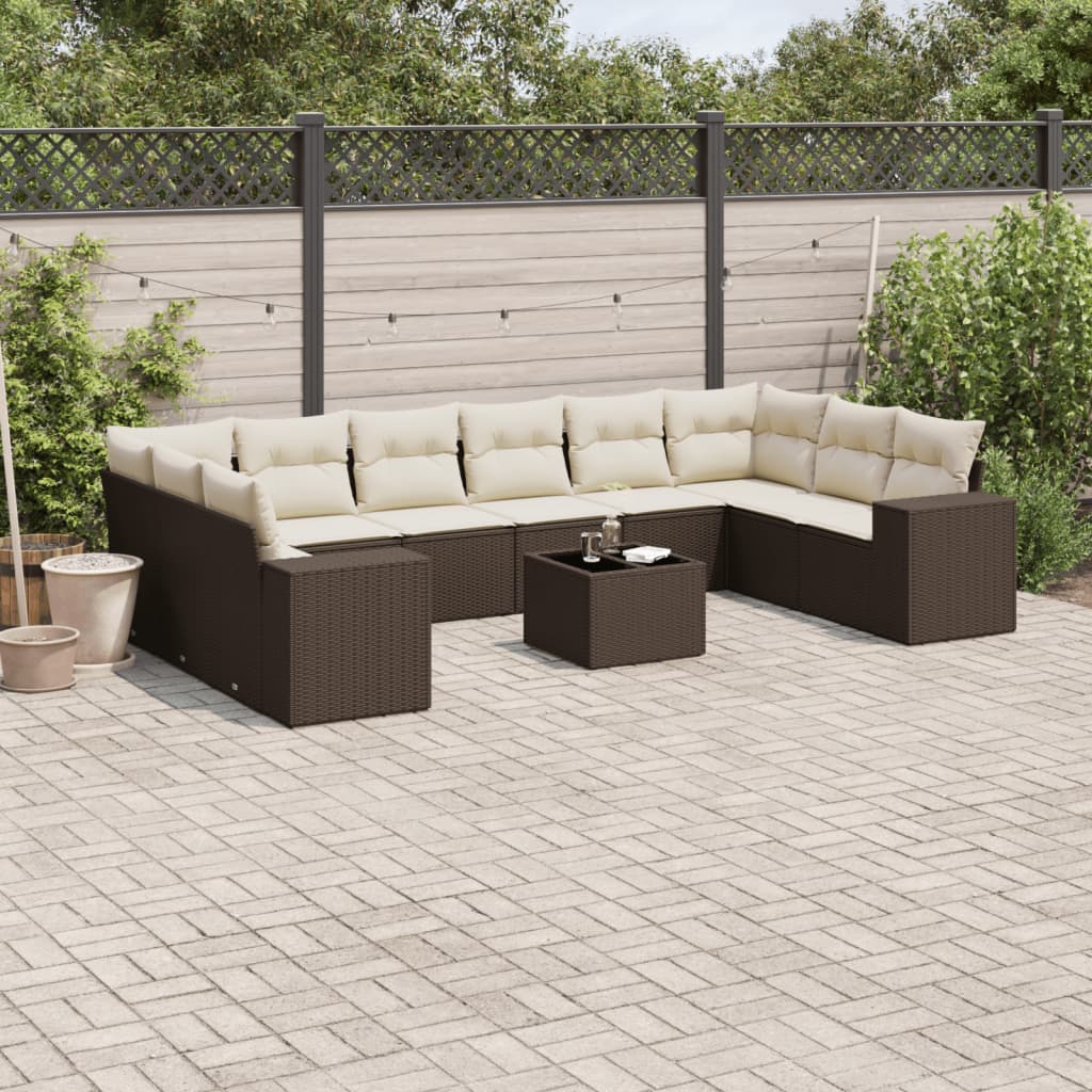 Set Canapele De Grădină Cu Perne, 10 Piese, , Poliratan