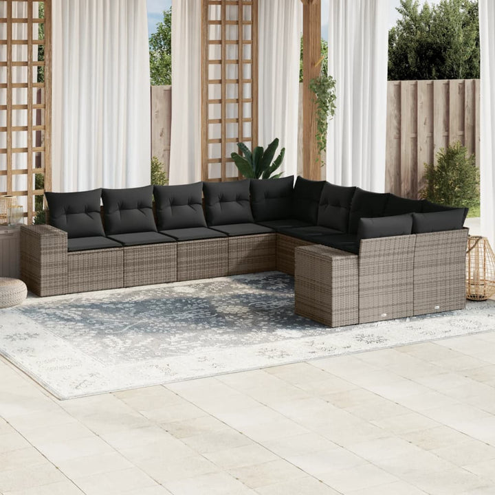 Set Canapele De Grădină Cu Perne, 10 Piese, , Poliratan