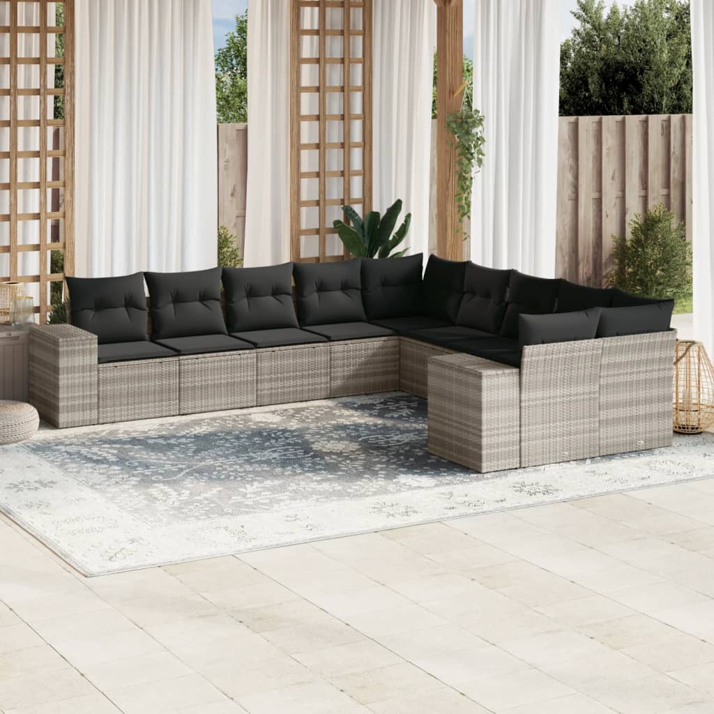 Set Canapele De Grădină Cu Perne, 10 Piese, , Poliratan