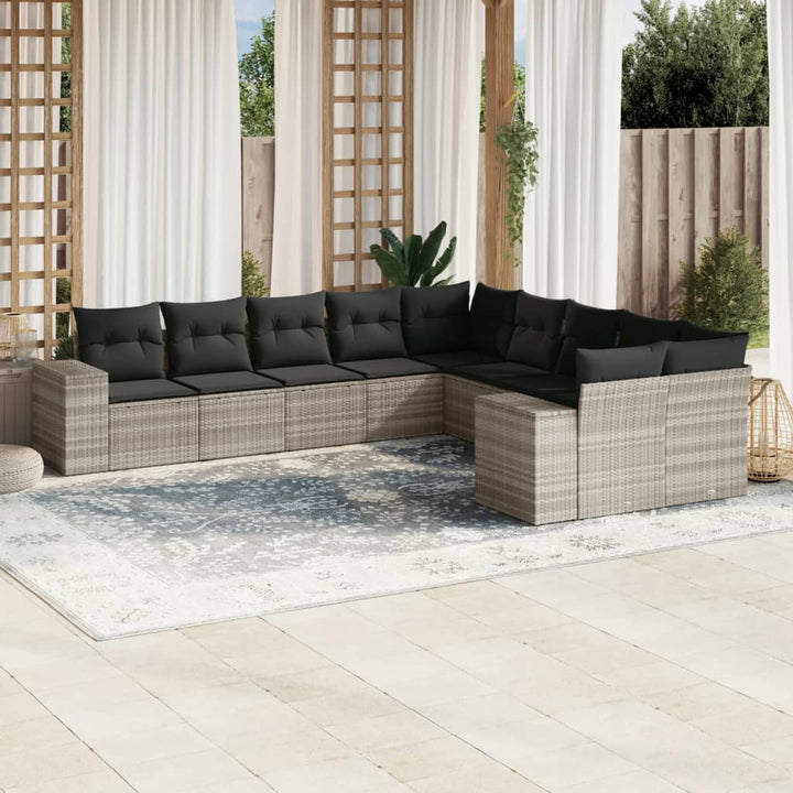 Set Canapele De Grădină Cu Perne, 10 Piese, , Poliratan