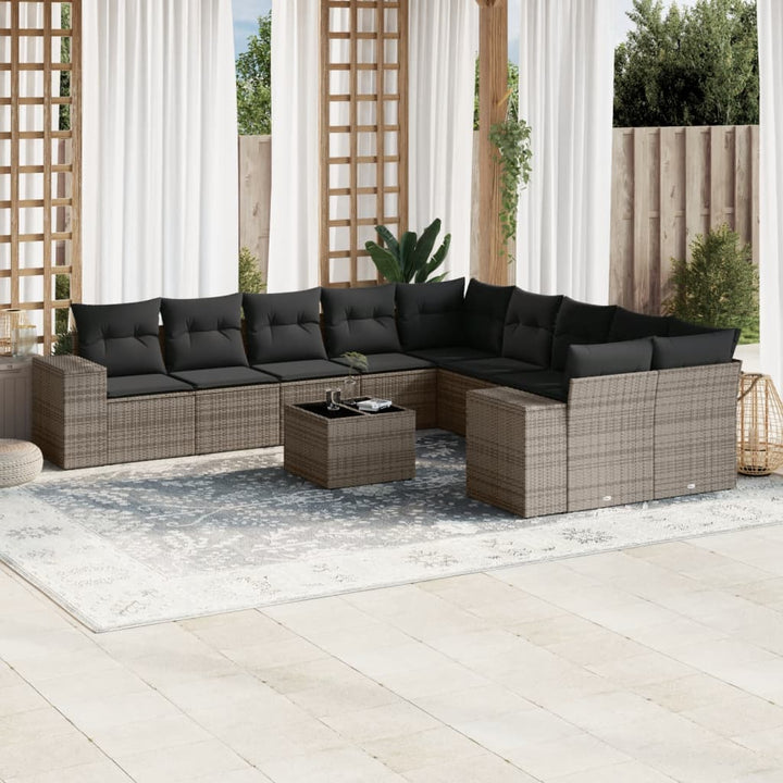 Set Canapele De Grădină Cu Perne, 10 Piese, , Poliratan