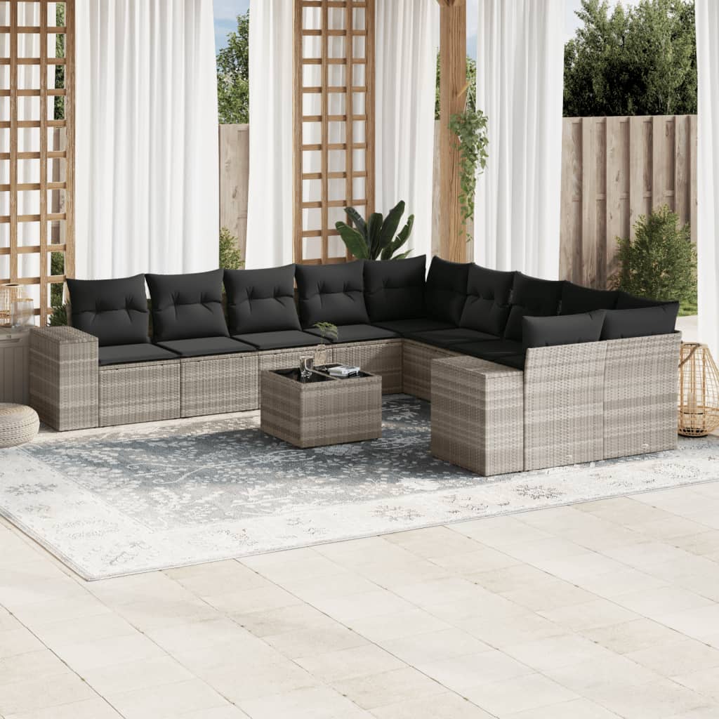 Set Canapele De Grădină Cu Perne, 10 Piese, , Poliratan