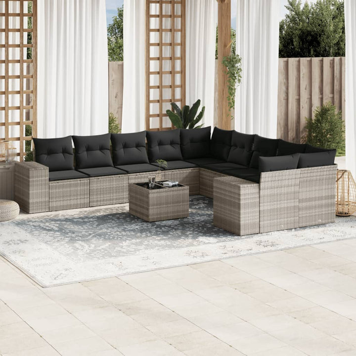 Set Canapele De Grădină Cu Perne, 10 Piese, , Poliratan