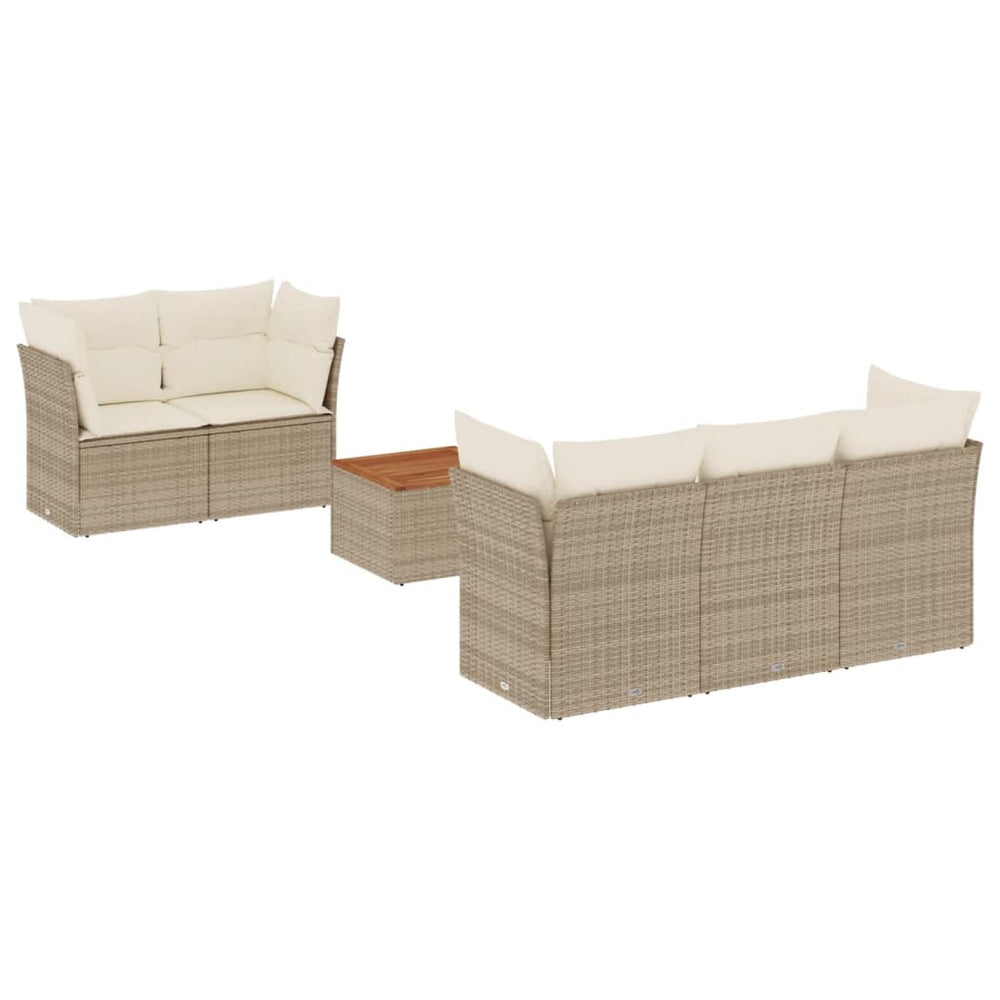 Set Canapele De Grădină Cu Perne, 6 Piese, Bej, Poliratan