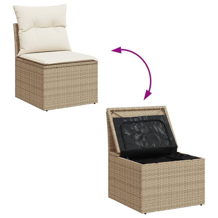 Set Canapele De Grădină Cu Perne, 6 Piese, Bej, Poliratan