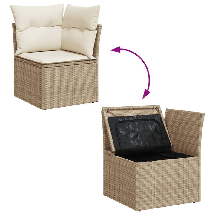 Set Canapele De Grădină Cu Perne, 6 Piese, Bej, Poliratan
