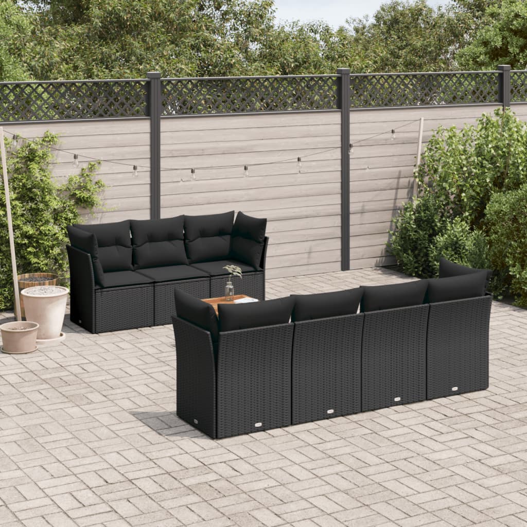 Set Canapele De Grădină Cu Perne, 8 Piese, Gri, Poliratan