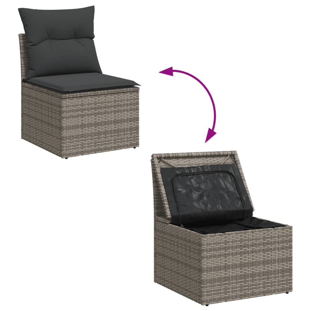 Set Canapele De Grădină Cu Perne, 8 Piese, Gri, Poliratan