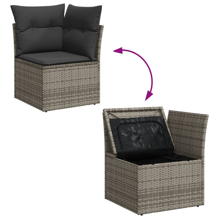 Set Canapele De Grădină Cu Perne, 8 Piese, Gri, Poliratan
