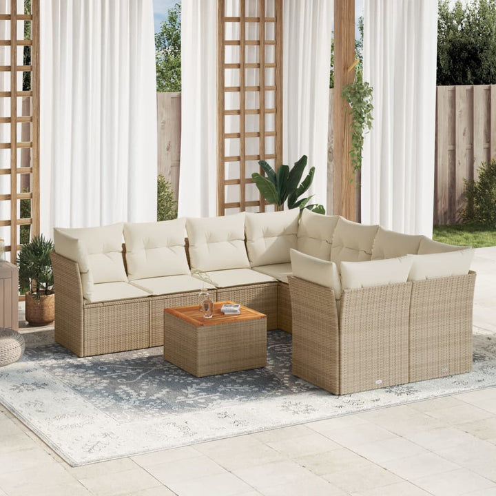 Set Mobilier De Grădină Cu Perne, 9 Piese, Negru, Poliratan