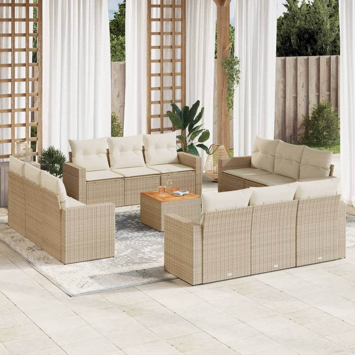 Set Mobilier De Grădină Cu Perne, 13 Piese, Negru, Poliratan