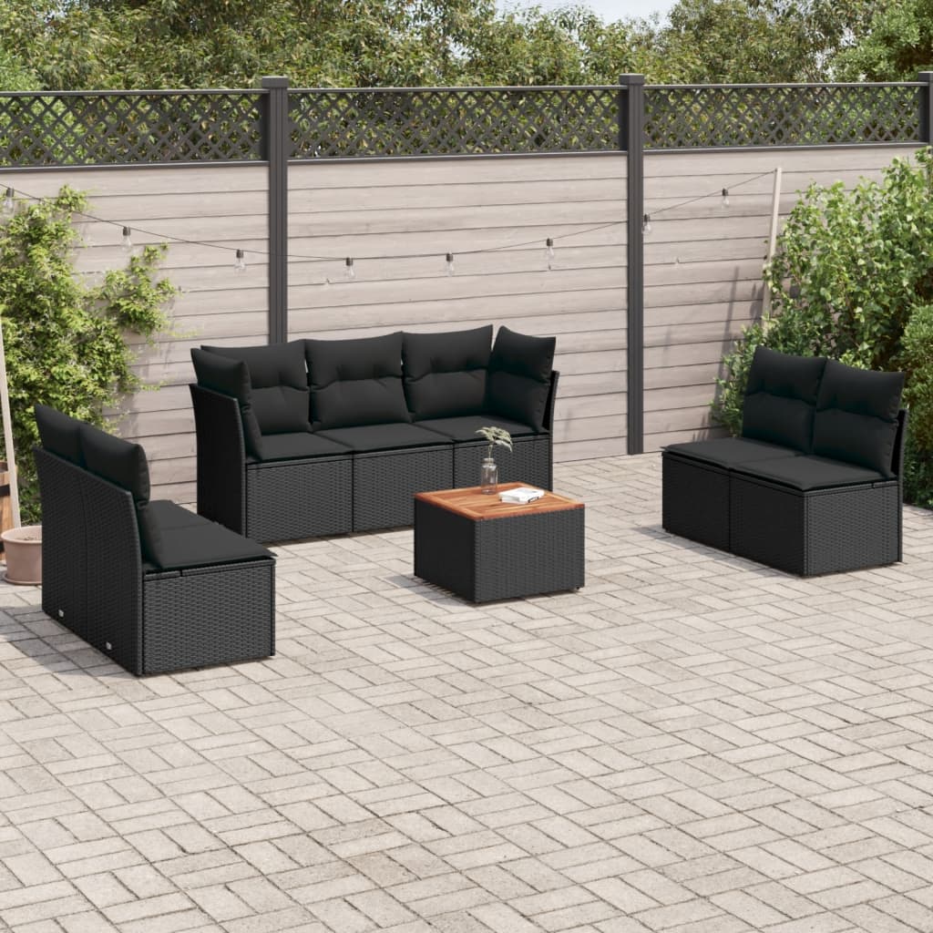 Set Canapele De Grădină Cu Perne, 8 Piese, Gri, Poliratan