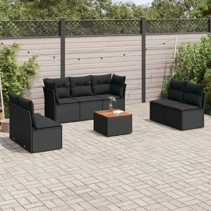 Set Canapele De Grădină Cu Perne, 8 Piese, Gri, Poliratan