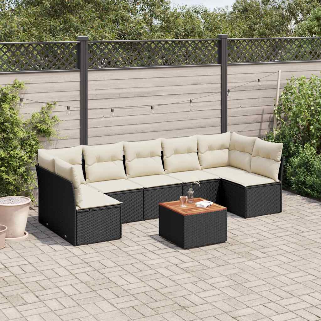 Set Canapele De Grădină Cu Perne, 8 Piese, Gri, Poliratan