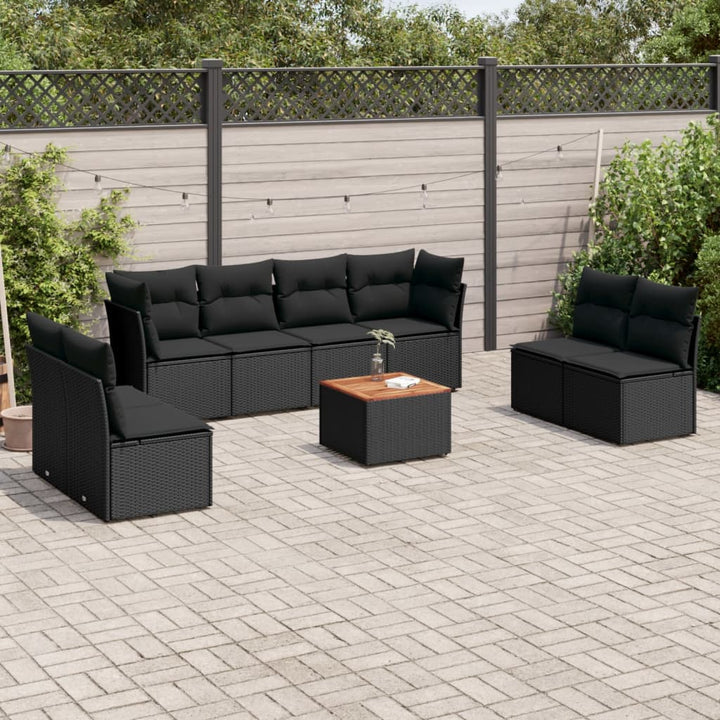Set Canapele De Grădină, 9 Piese, Cu Perne, Gri, Poliratan