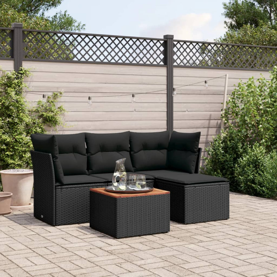 Set Mobilier De Grădină Cu Perne, 5 Piese, , Poliratan