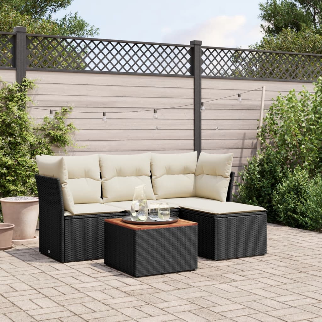 Set Mobilier De Grădină Cu Perne, 5 Piese, , Poliratan