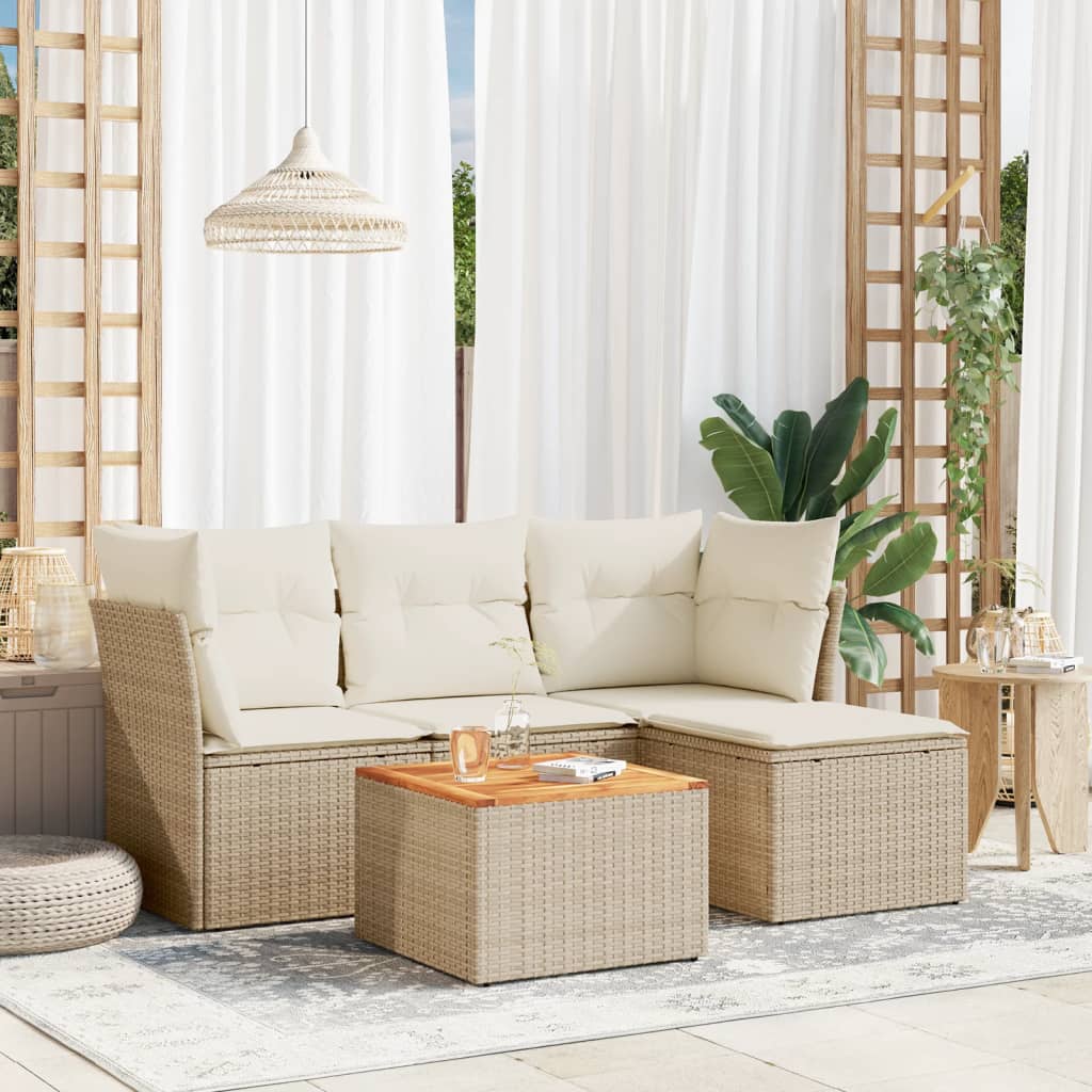 Set Mobilier De Grădină Cu Perne, 5 Piese, , Poliratan