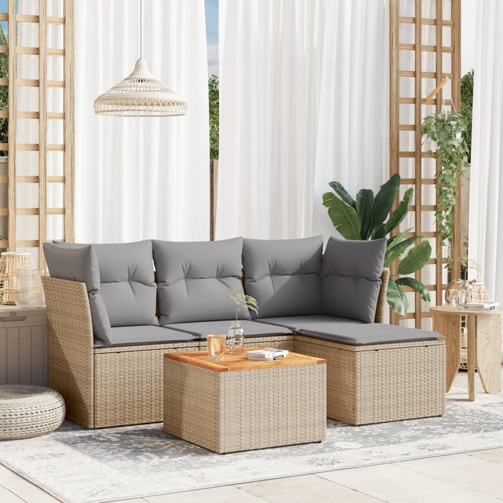 Set Mobilier De Grădină Cu Perne, 5 Piese, , Poliratan