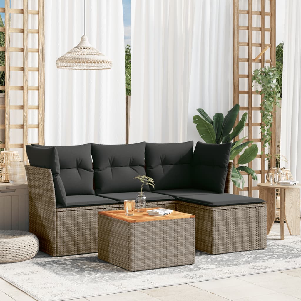 Set Mobilier De Grădină Cu Perne, 5 Piese, , Poliratan