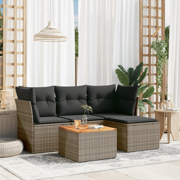 Set Mobilier De Grădină Cu Perne, 5 Piese, , Poliratan
