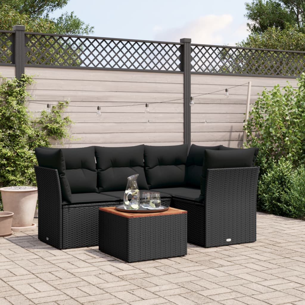 Set Mobilier De Grădină Cu Perne, 5 Piese, , Poliratan