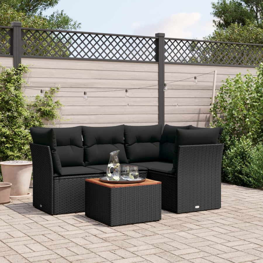 Set Mobilier De Grădină Cu Perne, 5 Piese, , Poliratan