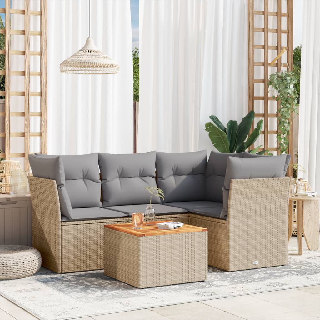 Set Mobilier De Grădină Cu Perne, 5 Piese, , Poliratan