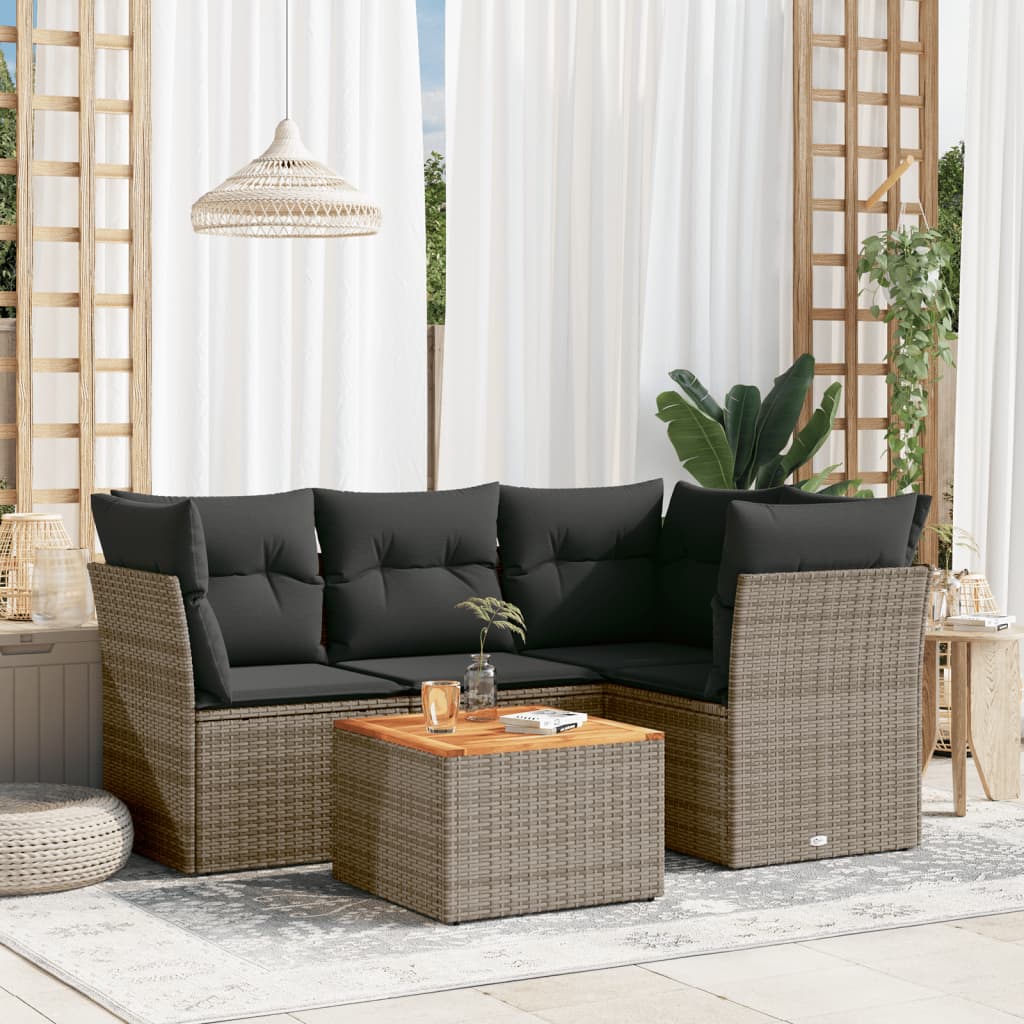 Set Mobilier De Grădină Cu Perne, 5 Piese, , Poliratan