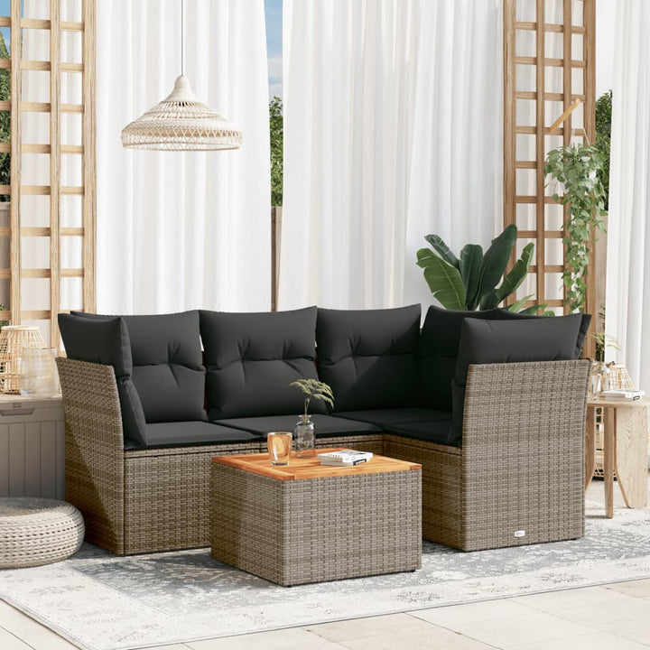 Set Mobilier De Grădină Cu Perne, 5 Piese, , Poliratan
