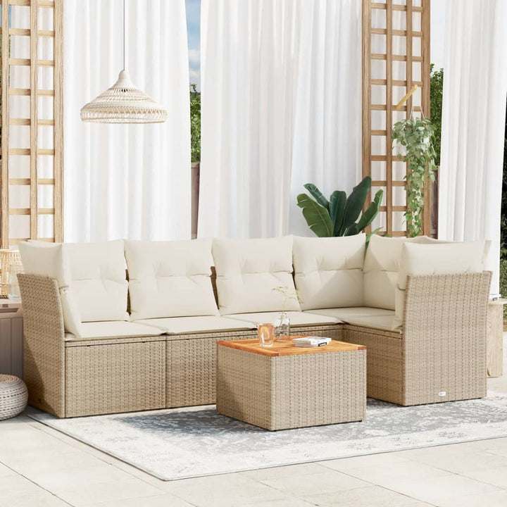 Set Mobilier De Grădină Cu Perne, 6 Piese, Negru, Poliratan
