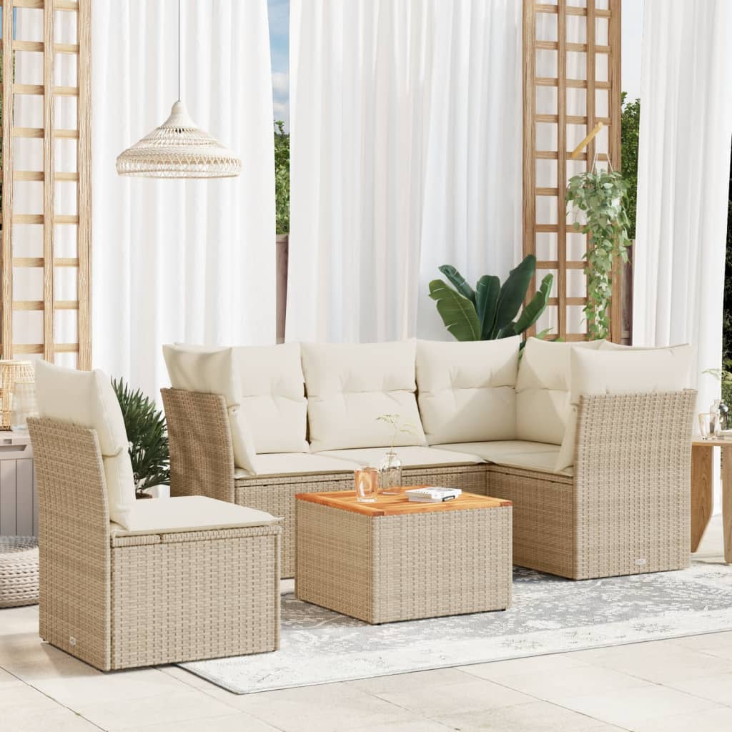 Set Mobilier De Grădină Cu Perne, 6 Piese, Negru, Poliratan