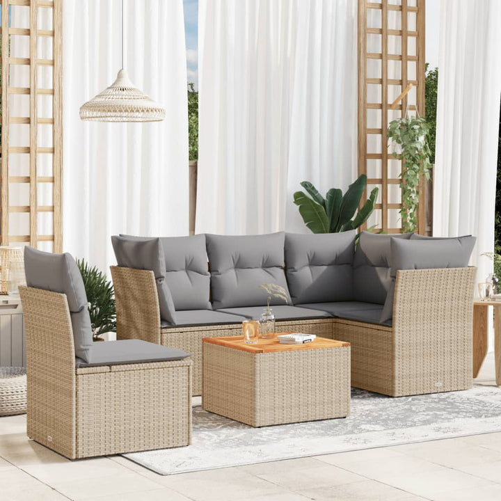 Set Mobilier De Grădină Cu Perne, 6 Piese, Negru, Poliratan
