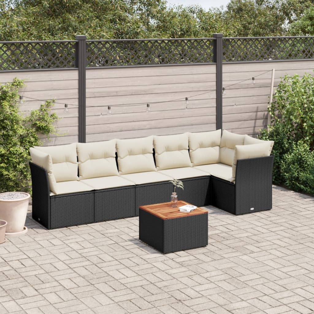 Set Canapele De Grădină Cu Perne, 7 Piese, , Poliratan