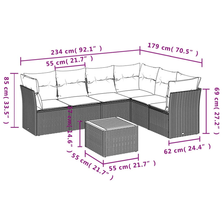 Set Canapele De Grădină Cu Perne, 7 Piese, , Poliratan