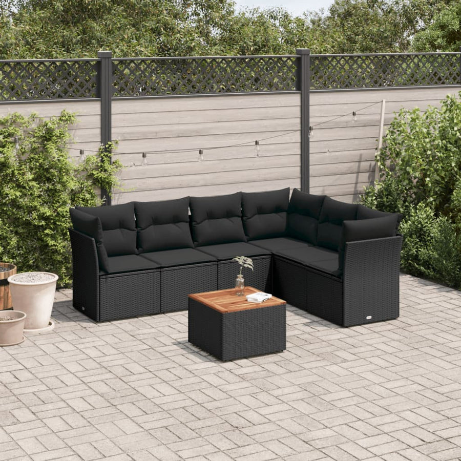 Set Canapele De Grădină Cu Perne, 7 Piese, , Poliratan