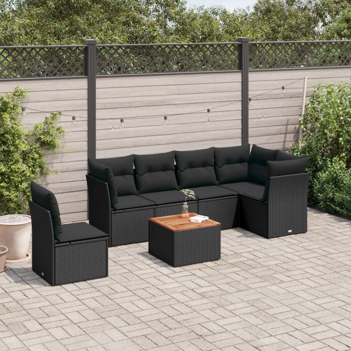 Set Canapele De Grădină Cu Perne, 7 Piese, , Poliratan