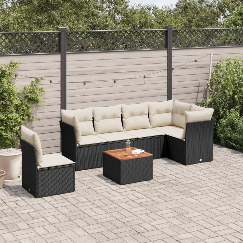 Set Canapele De Grădină Cu Perne, 7 Piese, , Poliratan