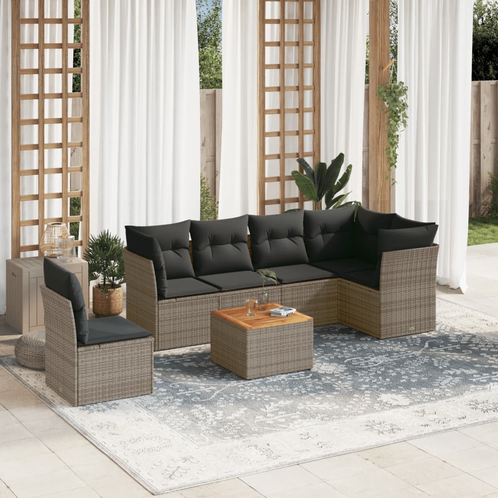 Set Canapele De Grădină Cu Perne, 7 Piese, , Poliratan