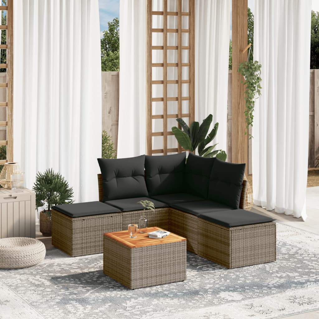 Set Mobilier De Grădină Cu Perne, 6 Piese, , Poliratan