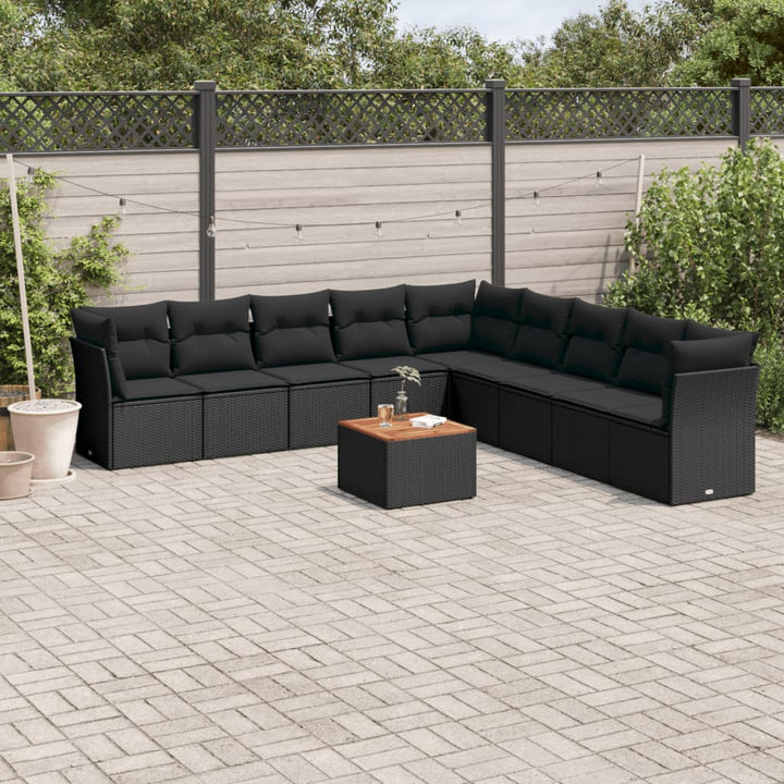 Set Canapele De Grădină Cu Perne, 10 Piese, , Poliratan