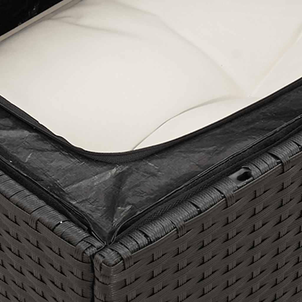 Set Canapele De Grădină Cu Perne, 11 Piese, Negru, Poliratan
