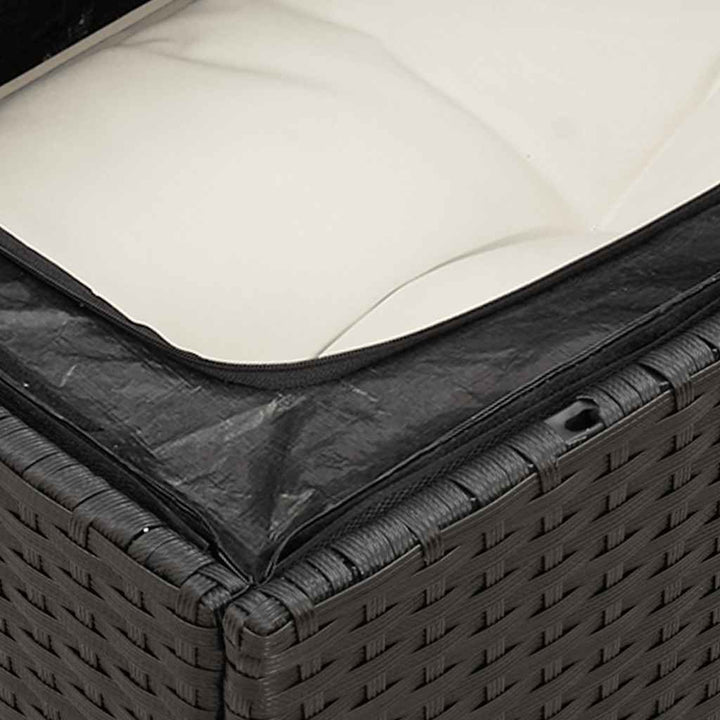 Set Canapele De Grădină Cu Perne, 11 Piese, Negru, Poliratan