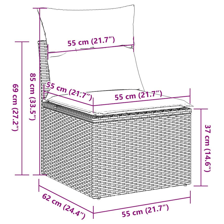 Set Canapele De Grădină Cu Perne, 11 Piese, Negru, Poliratan