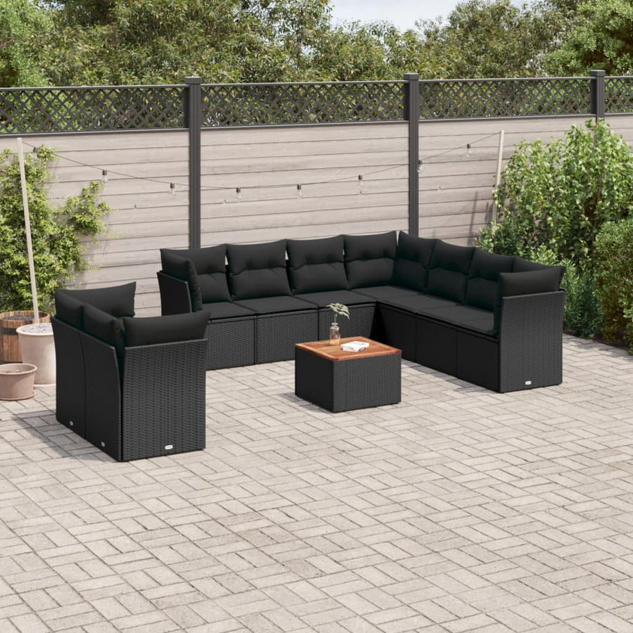 Set Canapele De Grădină Cu Perne, 10 Piese, , Poliratan