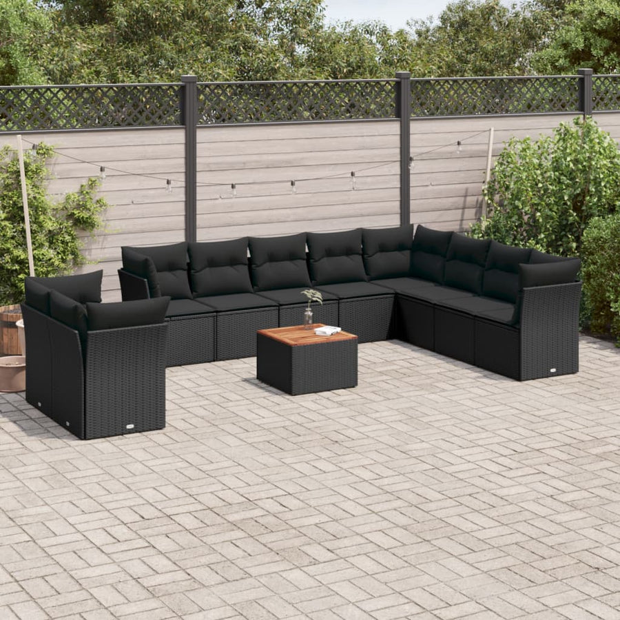 Set Canapele De Grădină Cu Perne, 11 Piese, , Poliratan